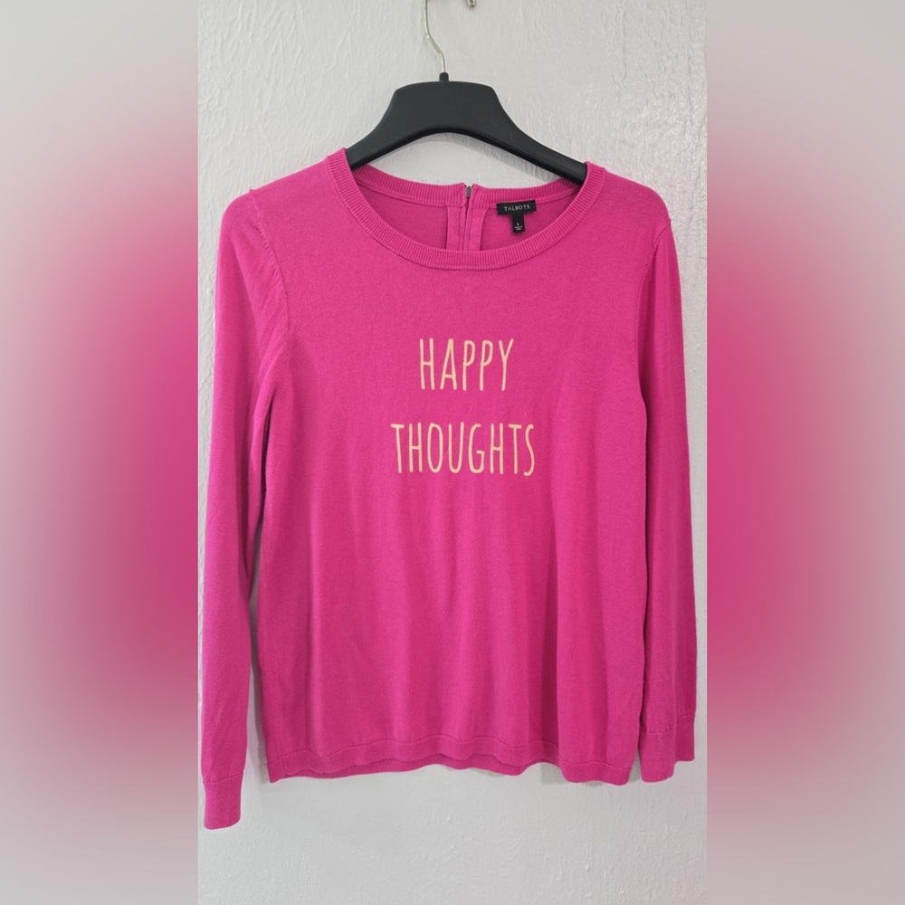 Talbots Vibrant Pink Knit with Uplifting Message